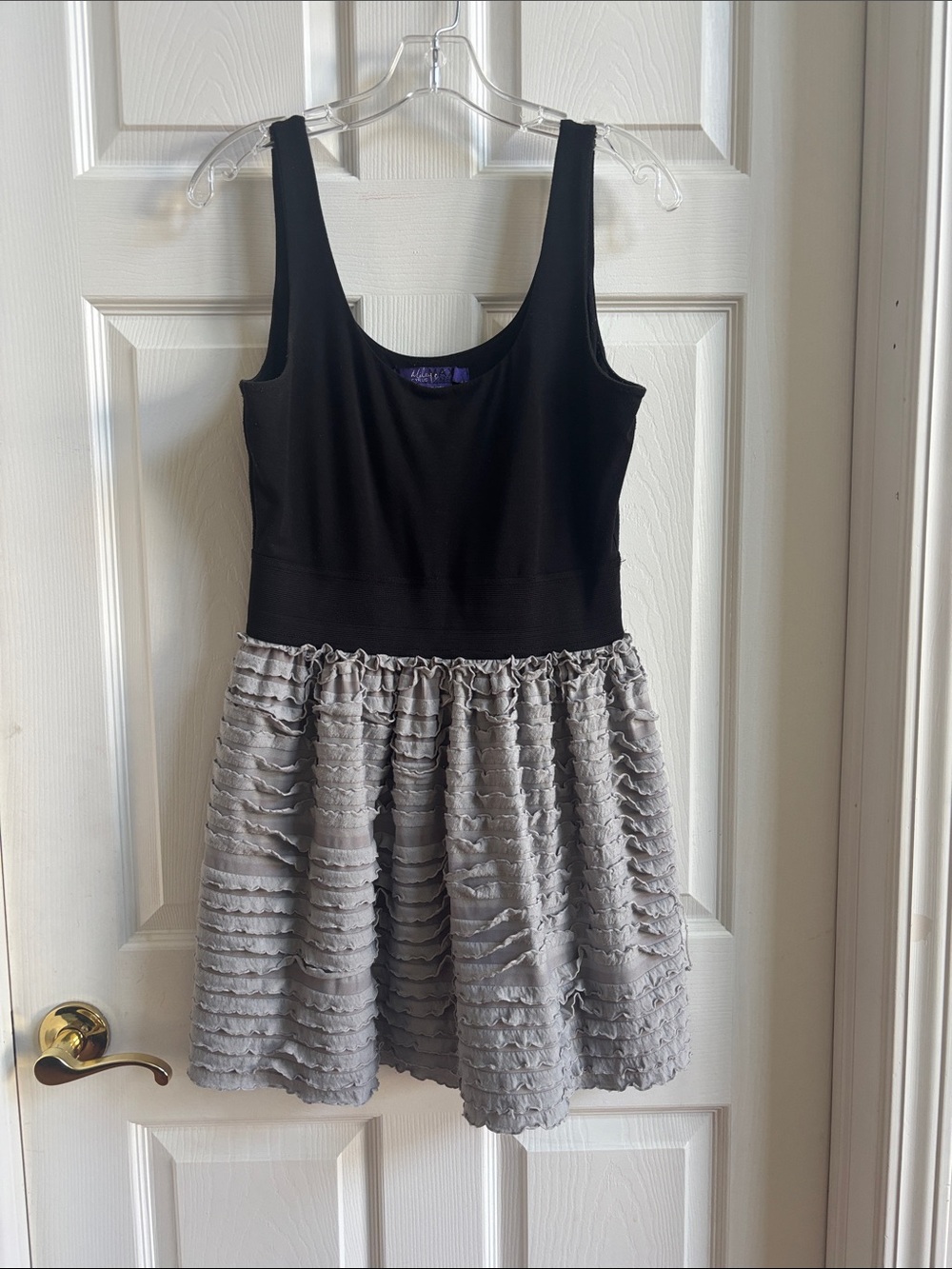 Miley Cyrus & Max Azria Black Bodice Gray Ruffle Skirt Girls Dress
